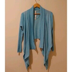 Lululemon Wool Silk Cashmere Blend Open Front Asymmetrical Cardigan Size 4 Blue